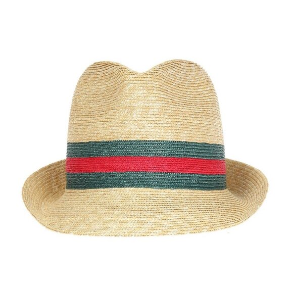 NWT 100% Authentic Gucci Beige Web Sherry Line Straw Hat Size XS main image 7